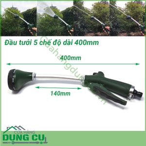 Đầu tưới cây cán dài 5 chế độ dài 400mm