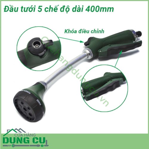 Đầu tưới cây cán dài 5 chế độ dài 400mm