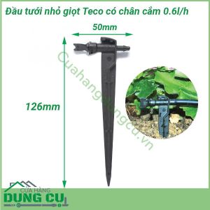 Đầu tưới nhỏ giọt Teco 0-6 L/H cuối ống có chân cắm