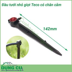 Đầu tưới nhỏ giọt Teco 2L/H bù áp cuối ống có chân cắm