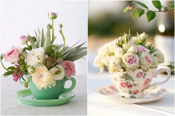 Cắm hoa trong bình trà