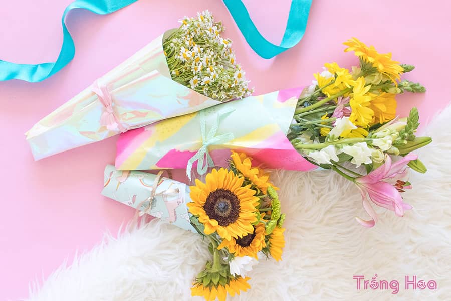 Cách bó hoa bằng giấy gói
